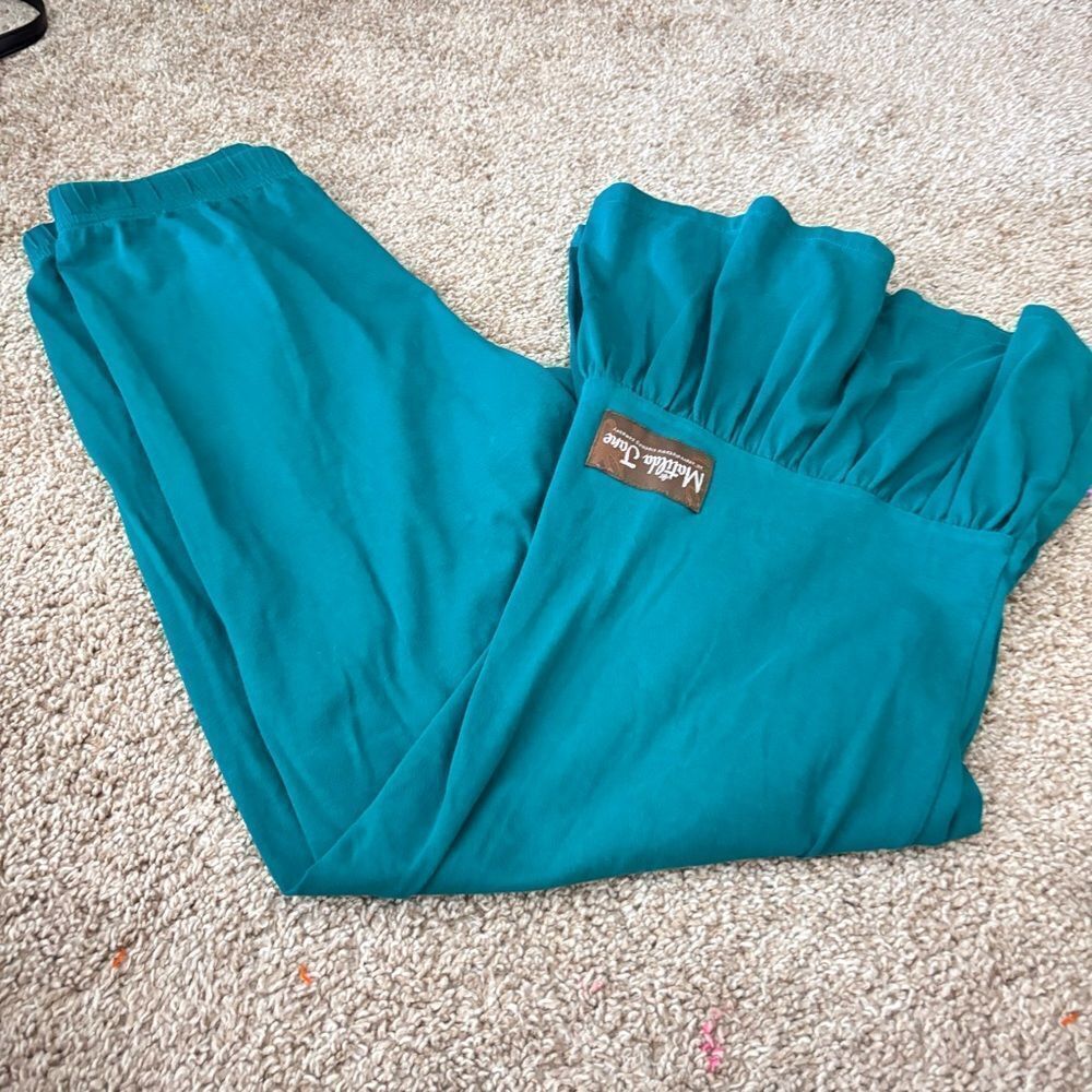 Matilda Jane Size 12 Teal Big Ruffle Pants Blue